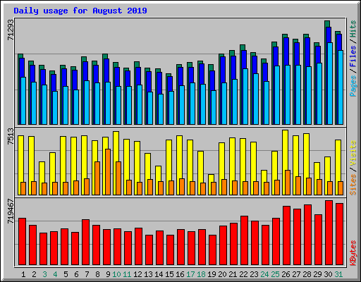 Daily usage for August 2019