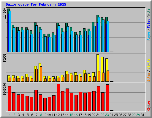 Daily usage for February 2025